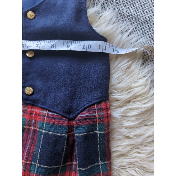 Vintage Muffling Holiday Plaid ROMPER 3T Blue & Red Toddler One Piece - Picture 10 of 11